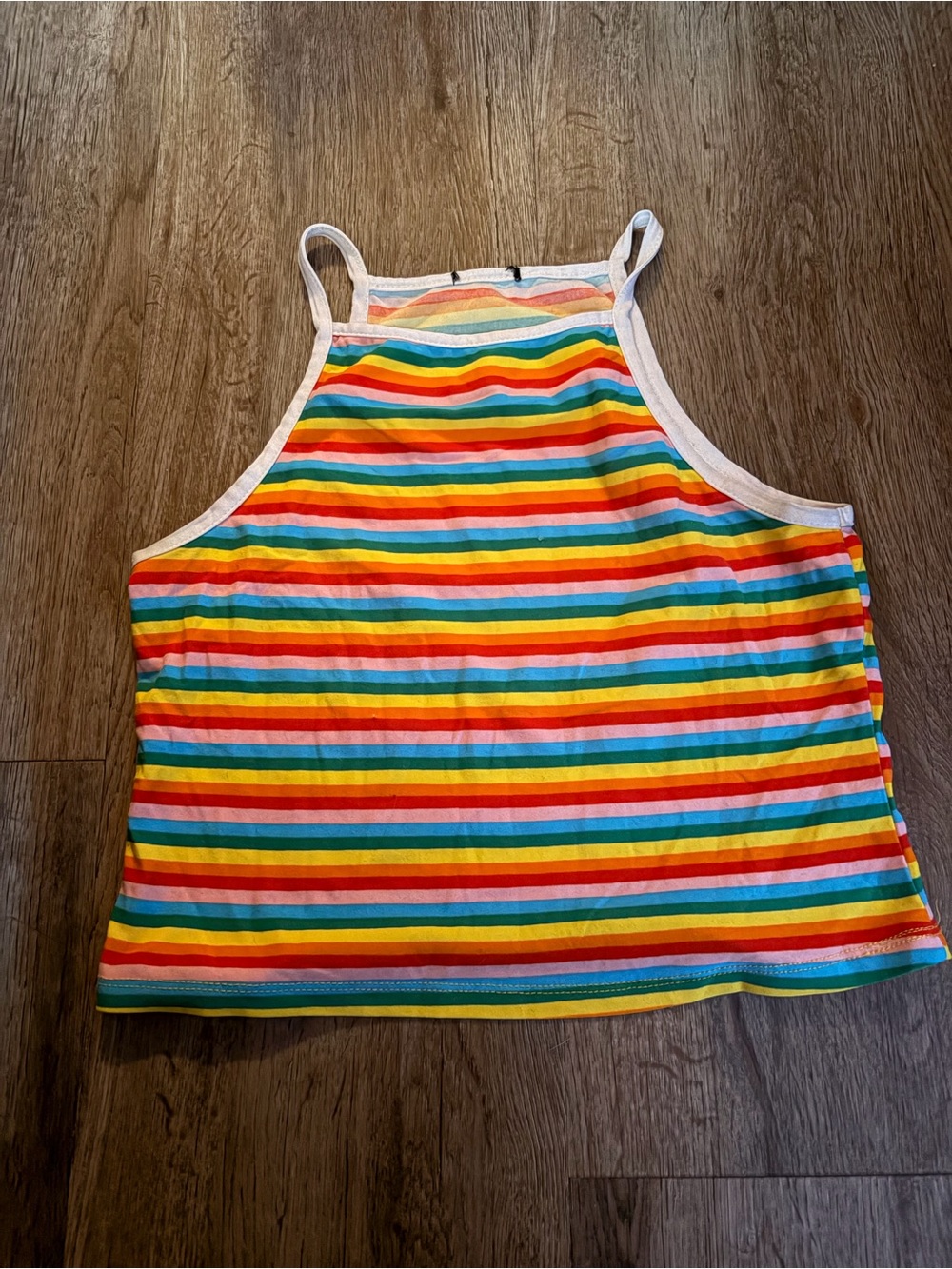 Girls' Rainbow Stripe Tank Top - White Trim